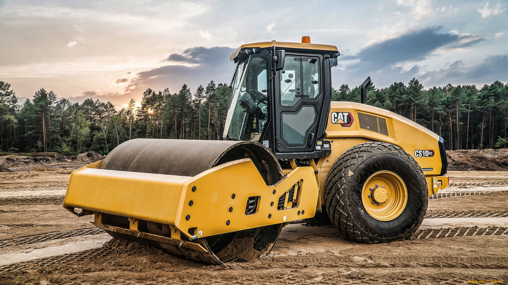 техника, катки, caterpillar, cs10, gc, вибрационные, уплотнители, грунта, 2021, строительная, спецтехника, дорожный, каток