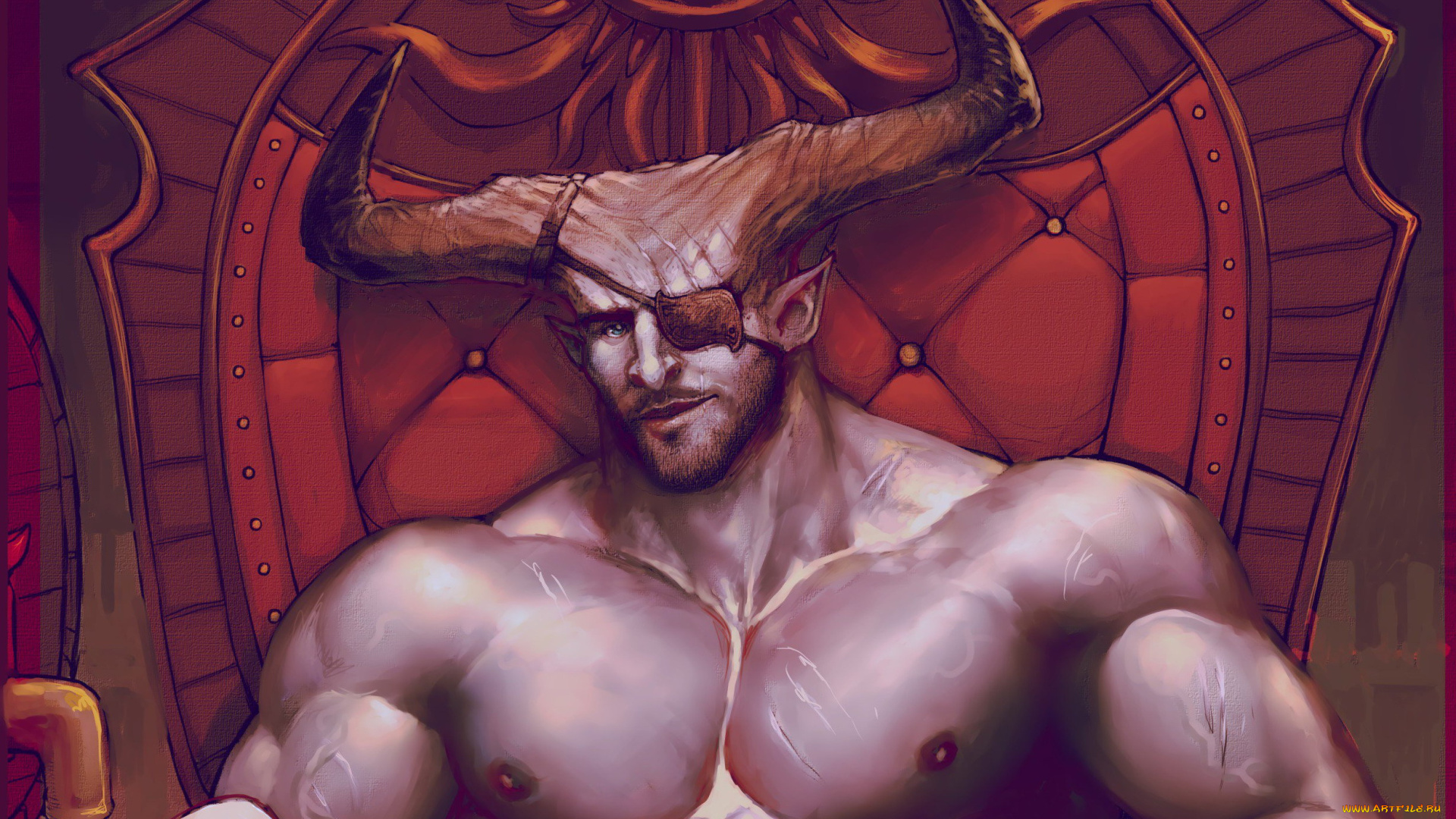 видео, игры, dragon, age, демон, трон, рога, одноглазый, торс