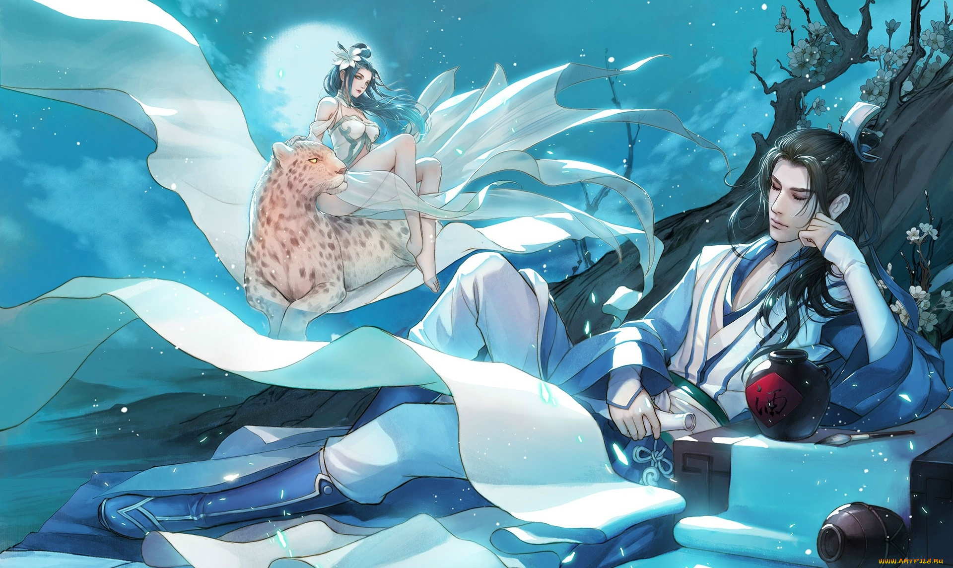 фэнтези, люди, девушка, парень