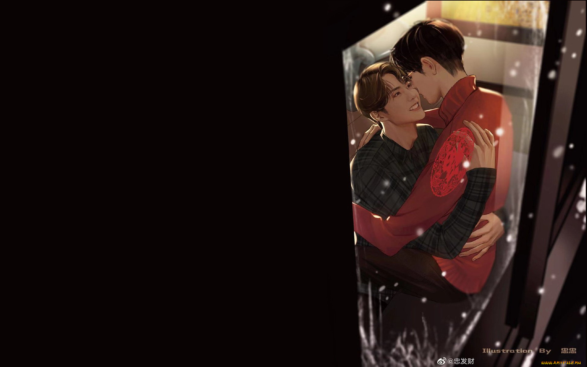 рисованное, люди, ван, ибо, сяо, чжан, окно