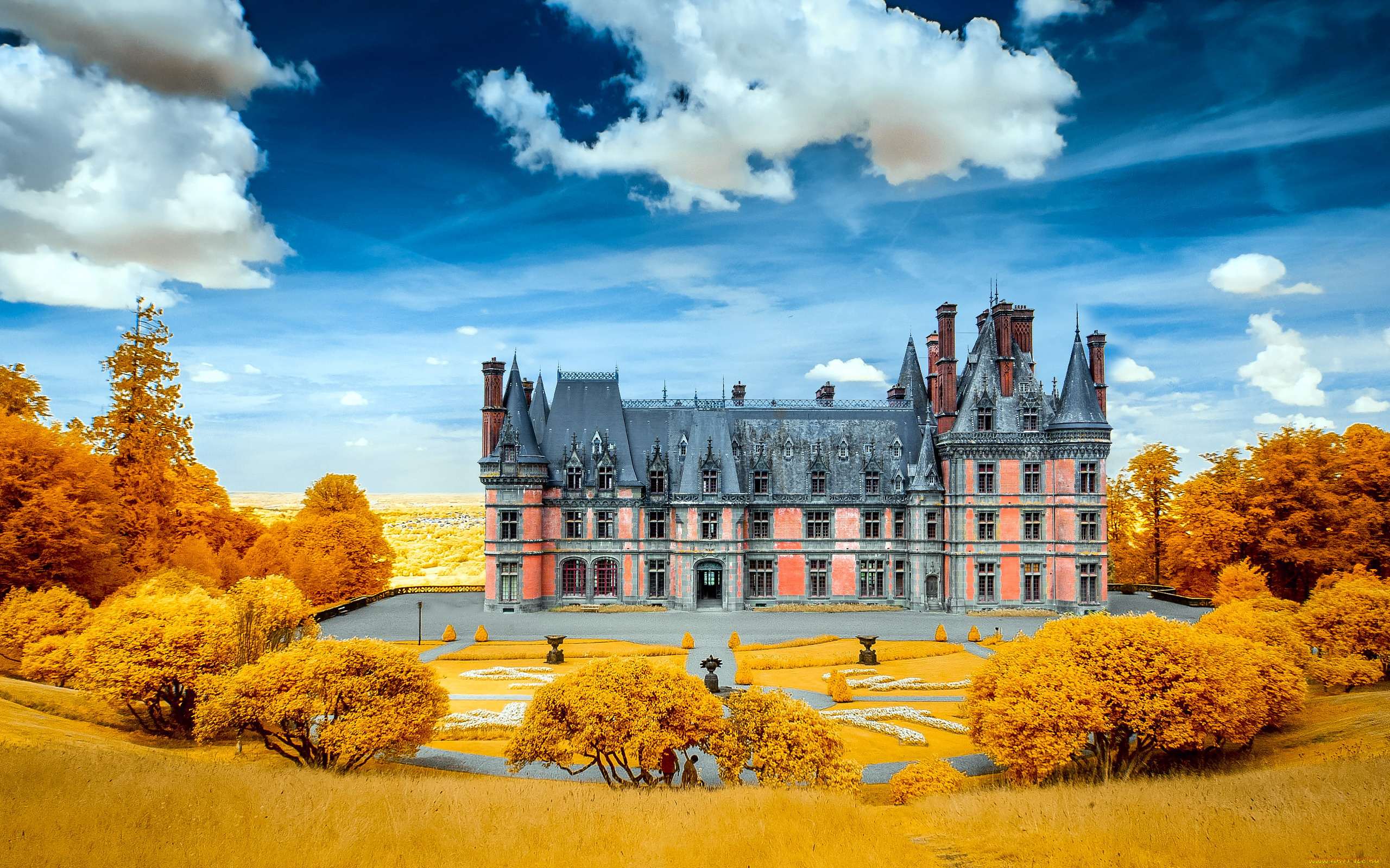 chateau, of, trevarez, города, замки, франции, chateau, of, trevarez