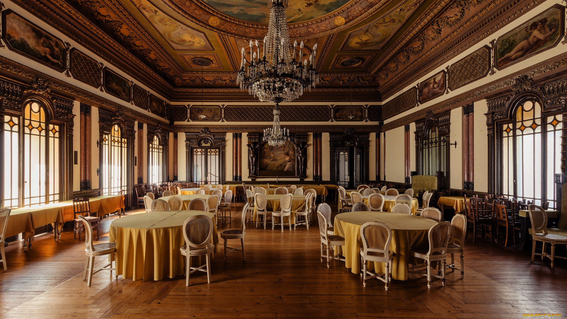 интерьер, кафе, , рестораны, , отели, банкетный, зал, люстра, столы, стулья