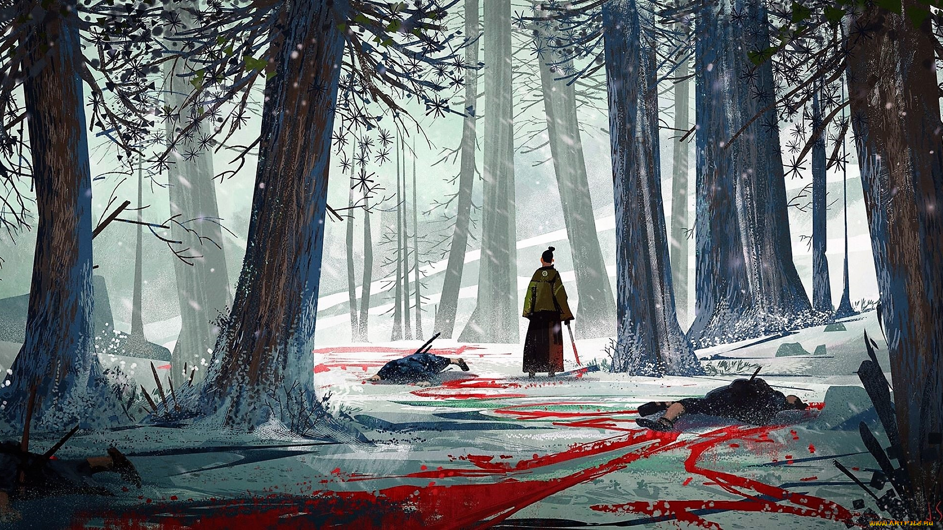 the, sword, of, doom, рисованное, кино, , мультфильмы, самураи, оружие, кровь, лес, снег