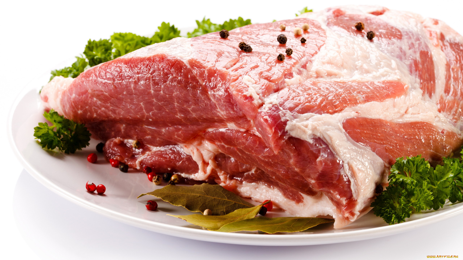 еда, мясные, блюда, петрушка, лавровый, лист, перец, мясо, свежее, свинина