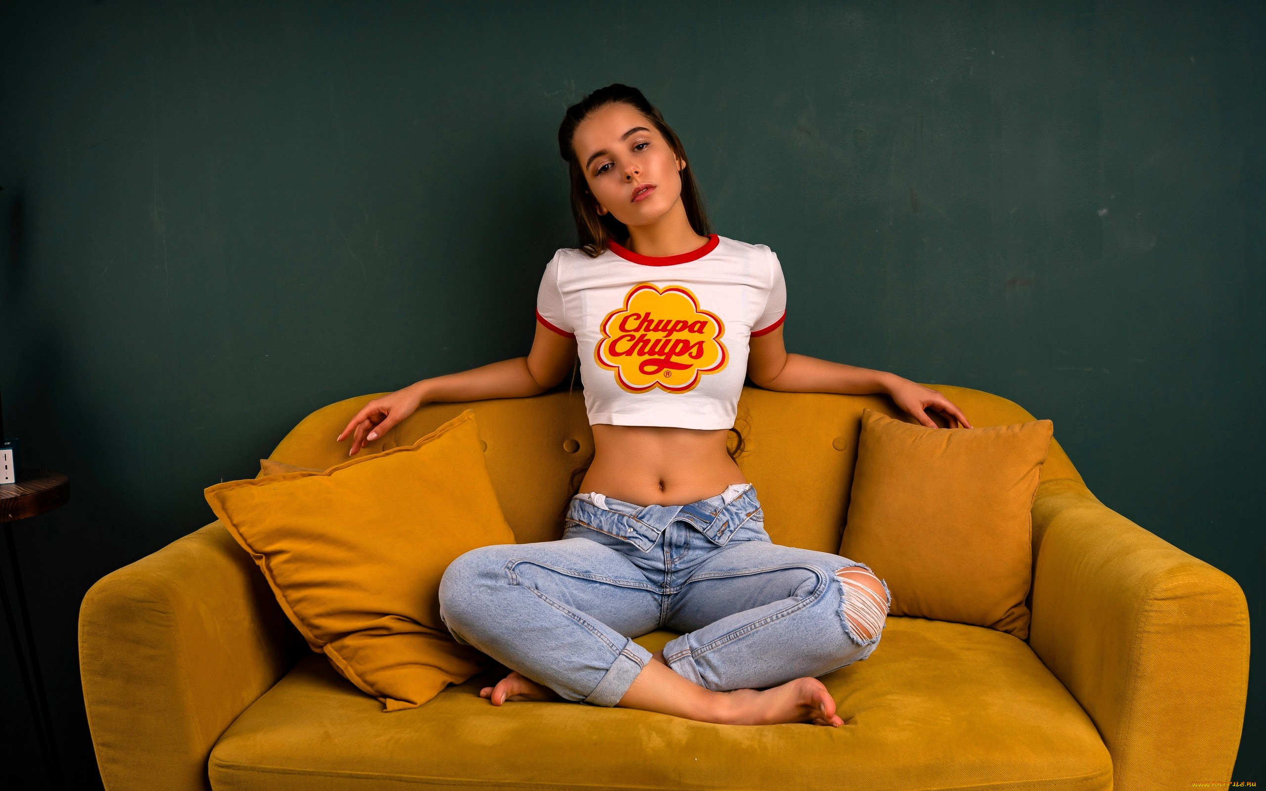 девушки, -, брюнетки, , шатенки, шатенка, топ, джинсы, диван