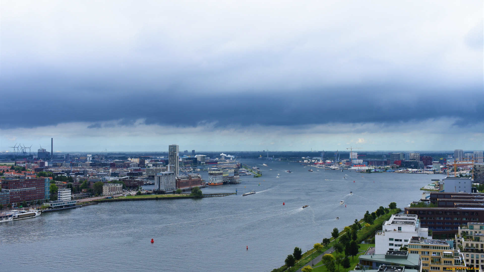 города, амстердам, , нидерланды, панорама