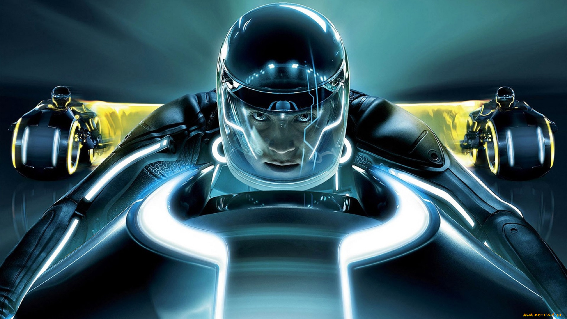 кино, фильмы, tron, legacy, гонка, мотоциклы, пилот, скорость