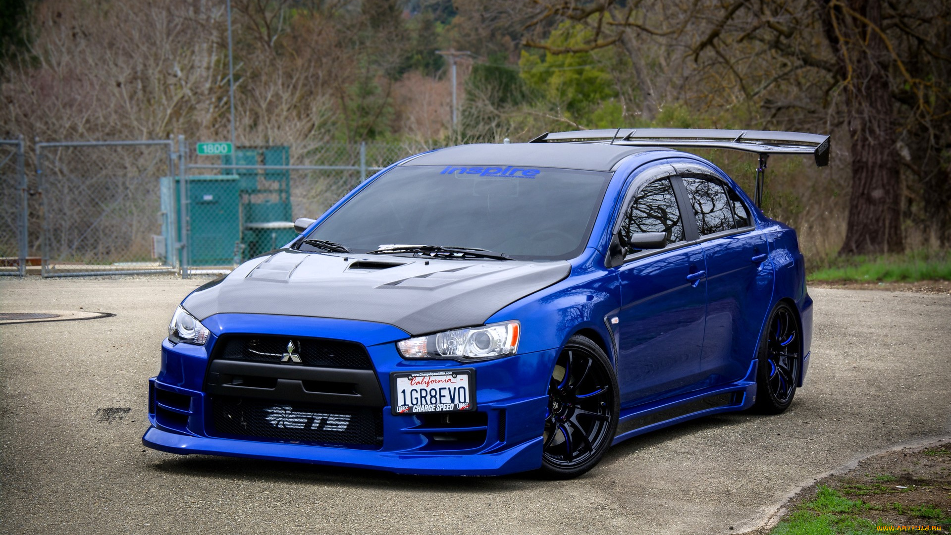 mitsubishi, lancer, evolution, автомобили, mitsubishi, синий, площадка, лес