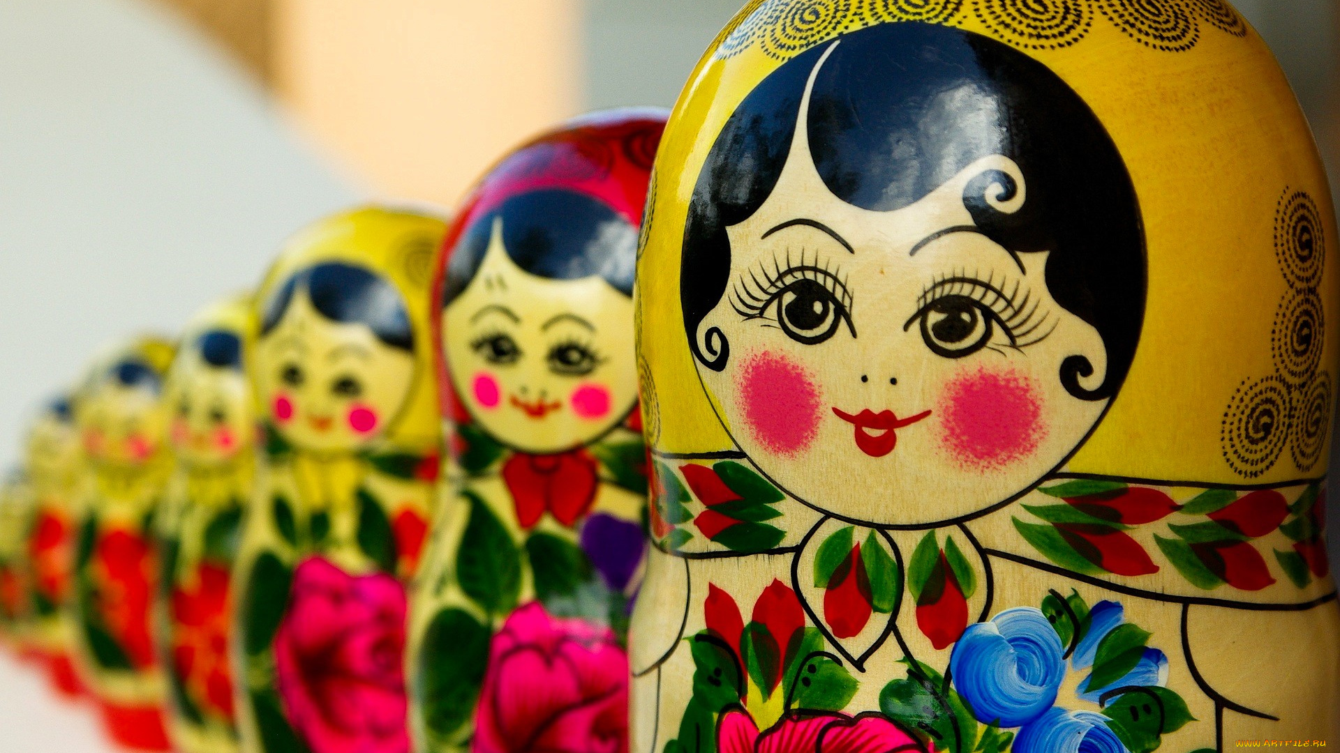 разное, игрушки, матрешки, ряд