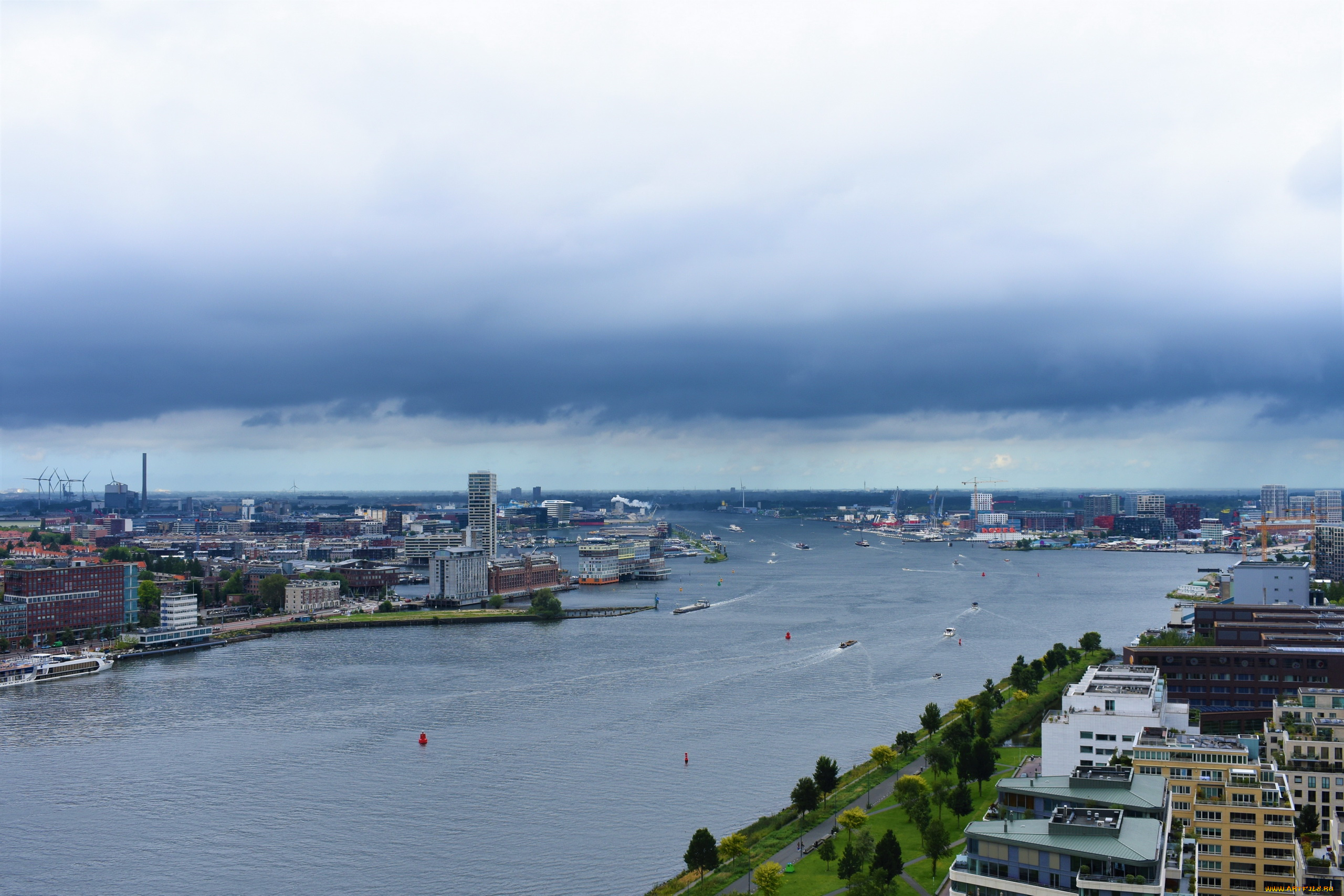 города, амстердам, , нидерланды, панорама