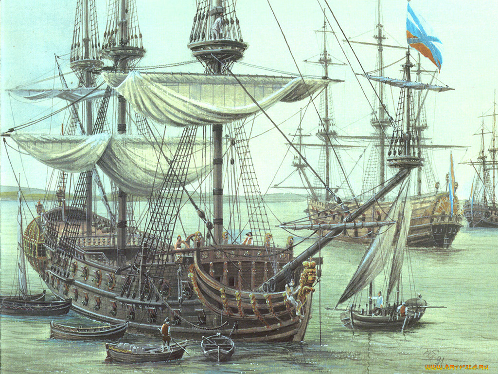 корабли, рисованные