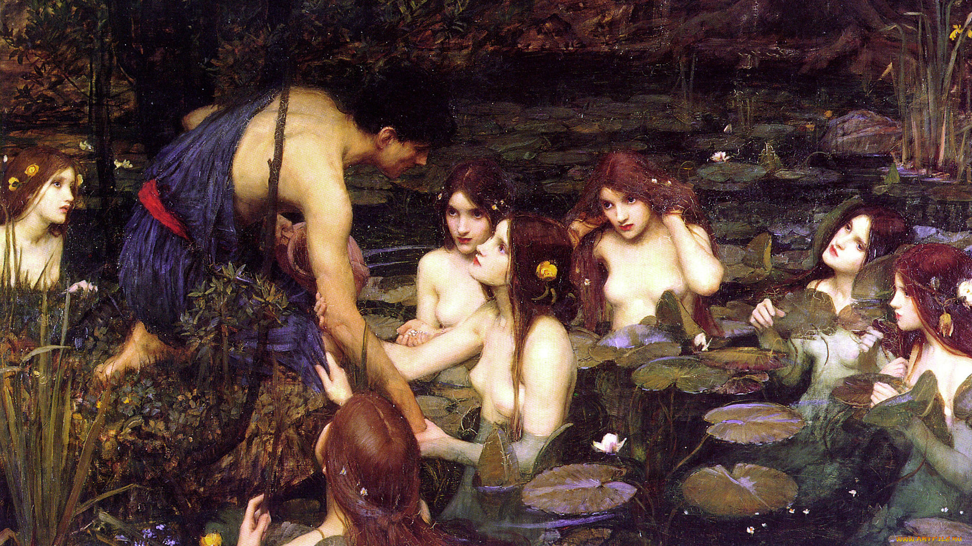 john, william, waterhouse, hylas, and, the, nymphs, рисованные