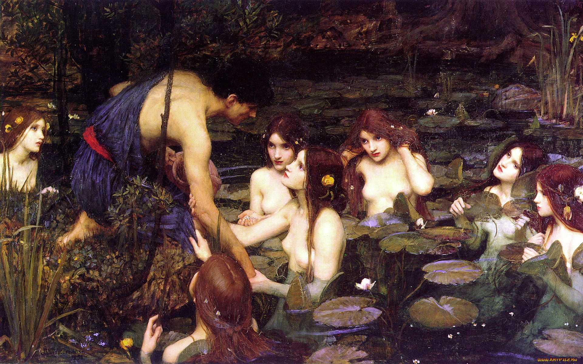 john, william, waterhouse, hylas, and, the, nymphs, рисованные