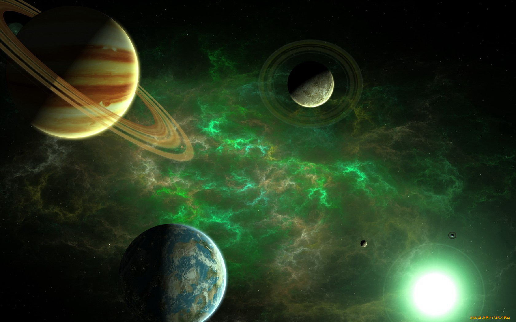 космос, арт, планеты, звезды, вселенная