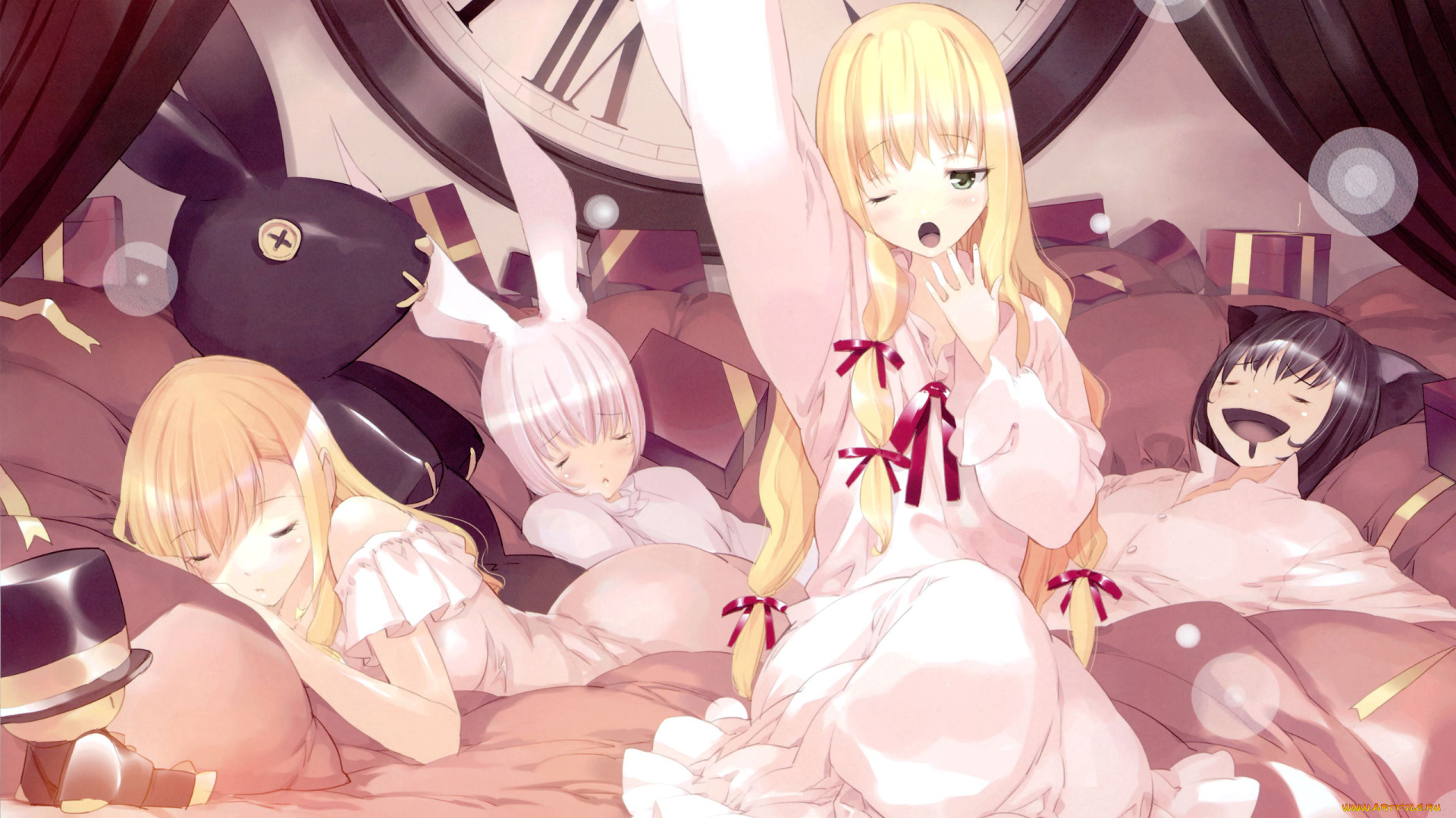 аниме, alice, in, wonderland, cheshire, cat, white, rabbit, queen, of, hearts