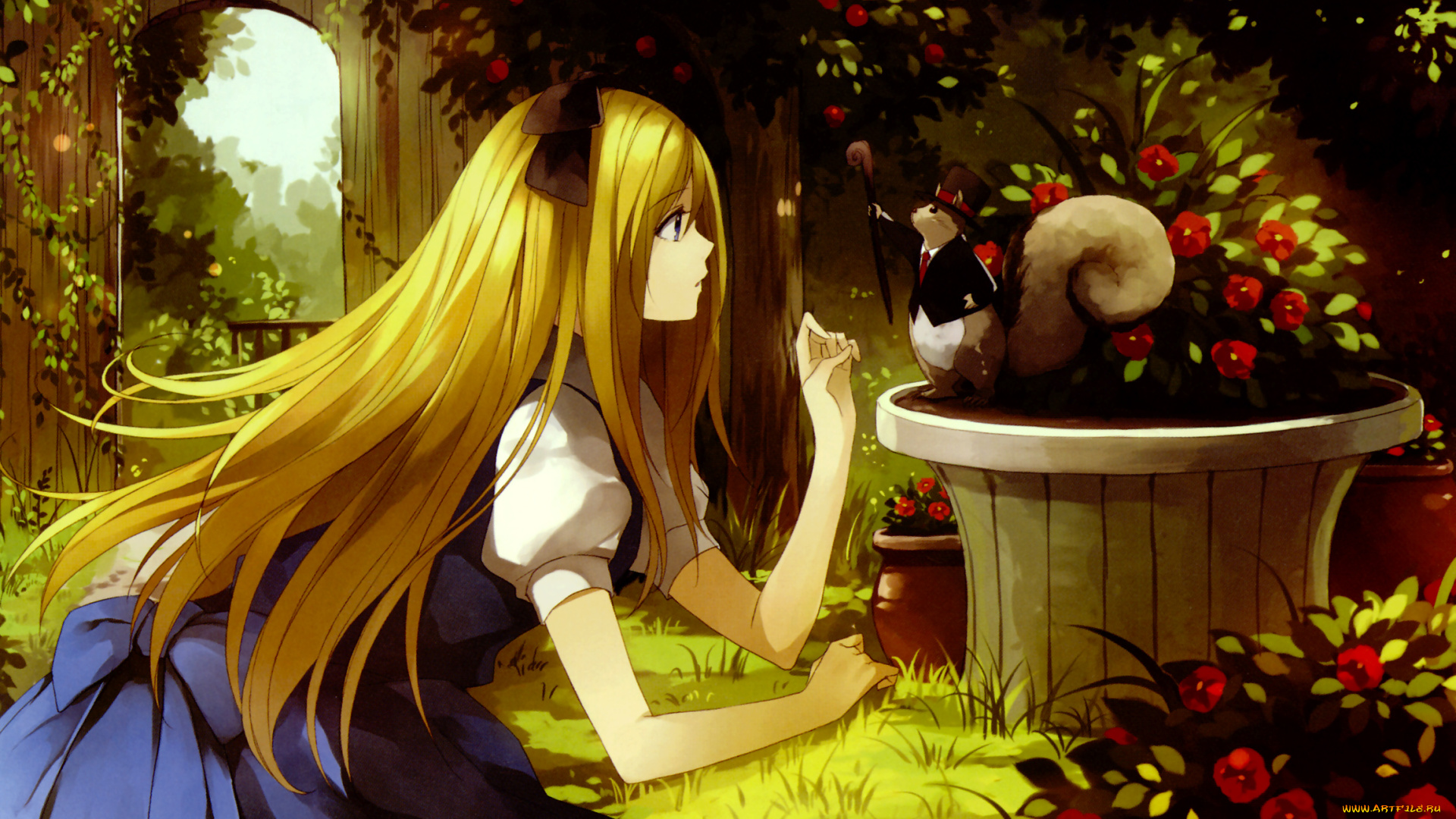 аниме, alice, in, wonderland, garden