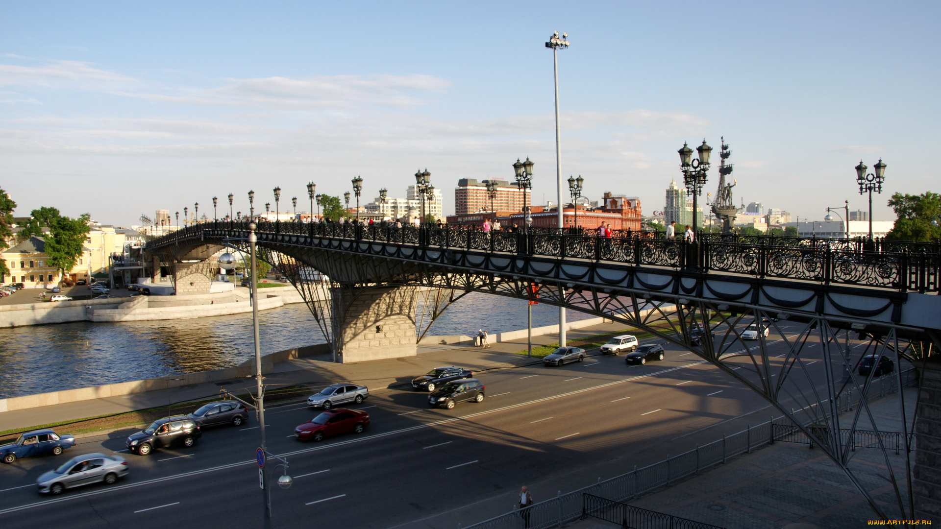 города, москва, россия, патриарший, мост, хамовники