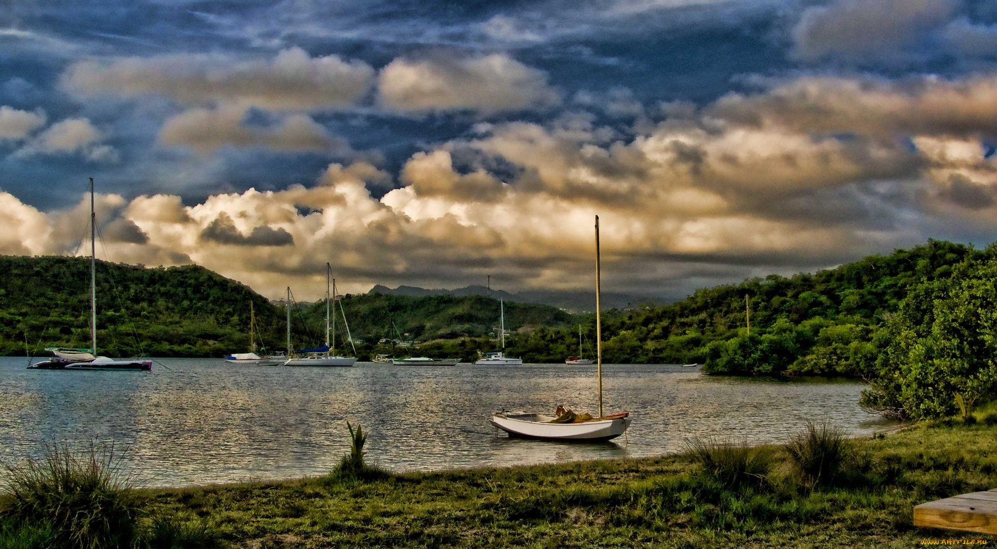 корабли, разные, вместе, grenada, гренада, бухта