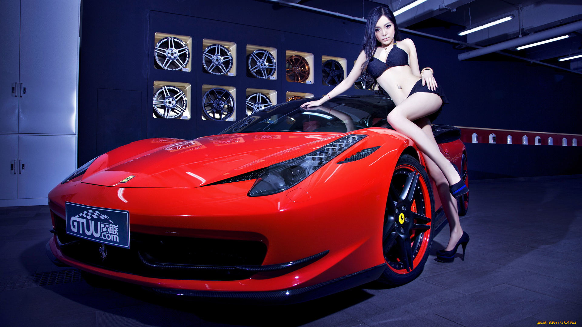 автомобили, авто, девушками, девушка, ferrari, 458, азиатка