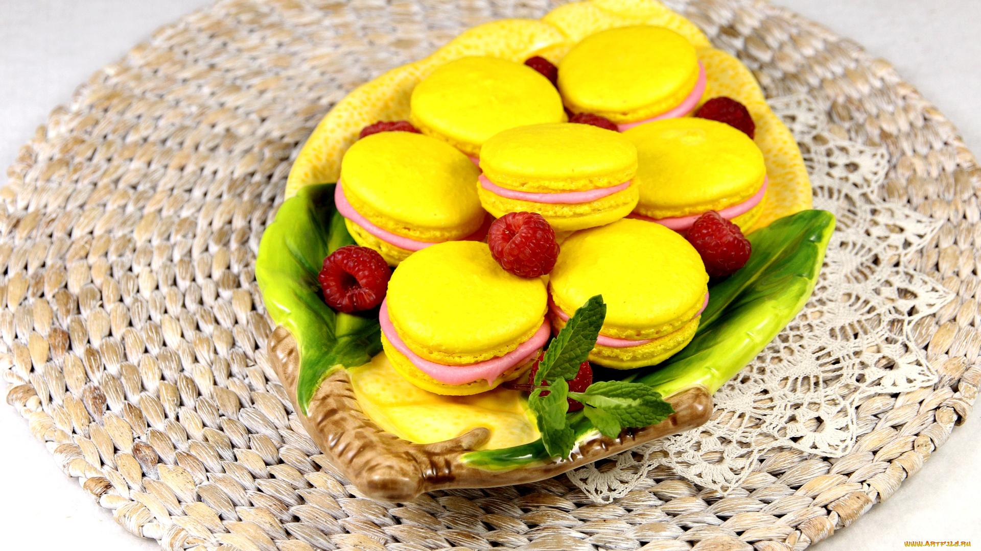 еда, пирожные, кексы, печенье, малина, мята