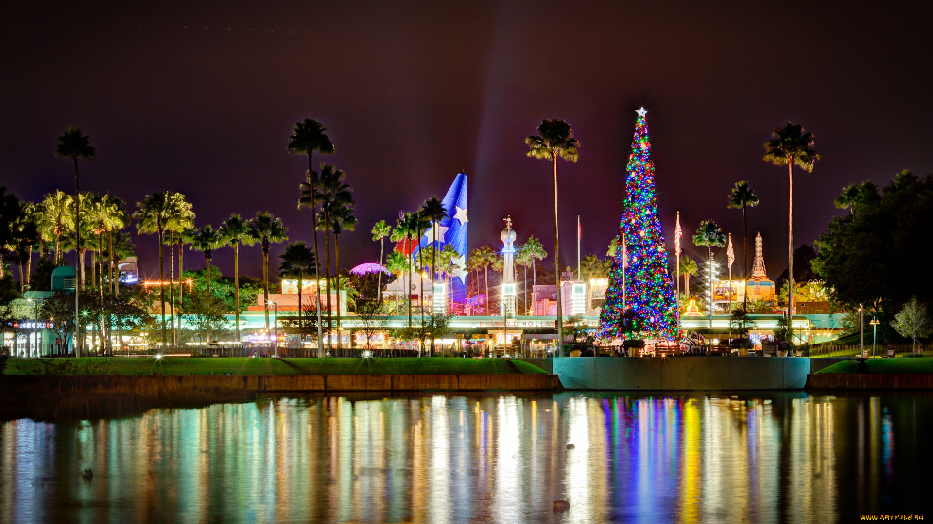 праздничные, новогодние, пейзажи, парк, развлечений