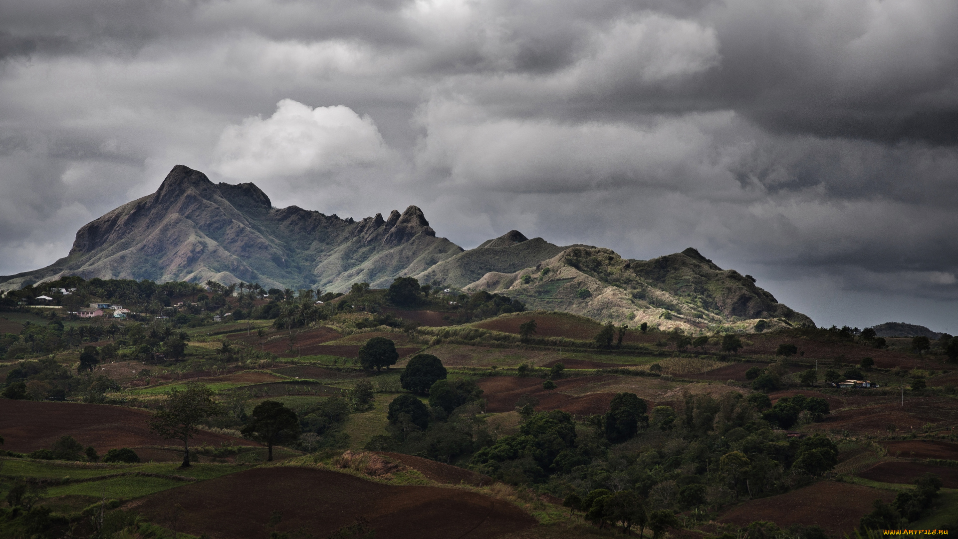 природа, поля, горы, пейзаж