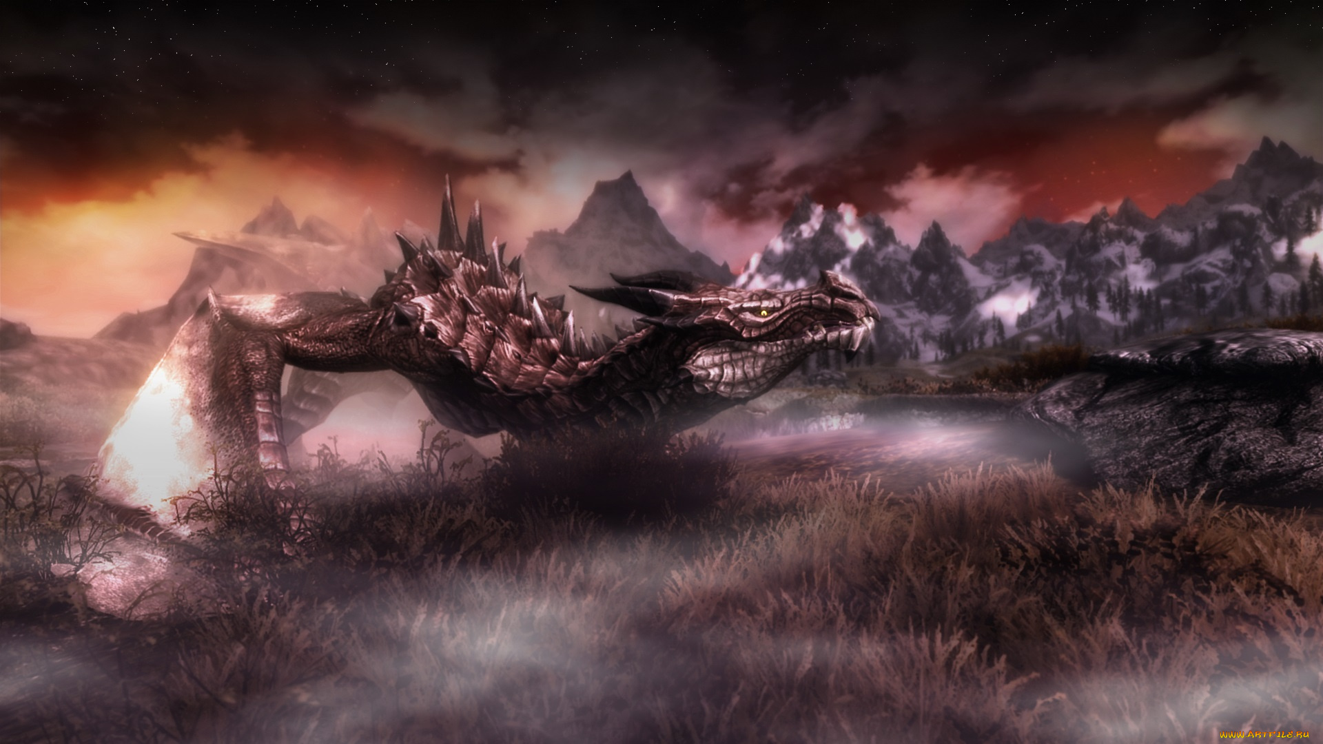 видео, игры, the, elder, scrolls, skyrim, дракон