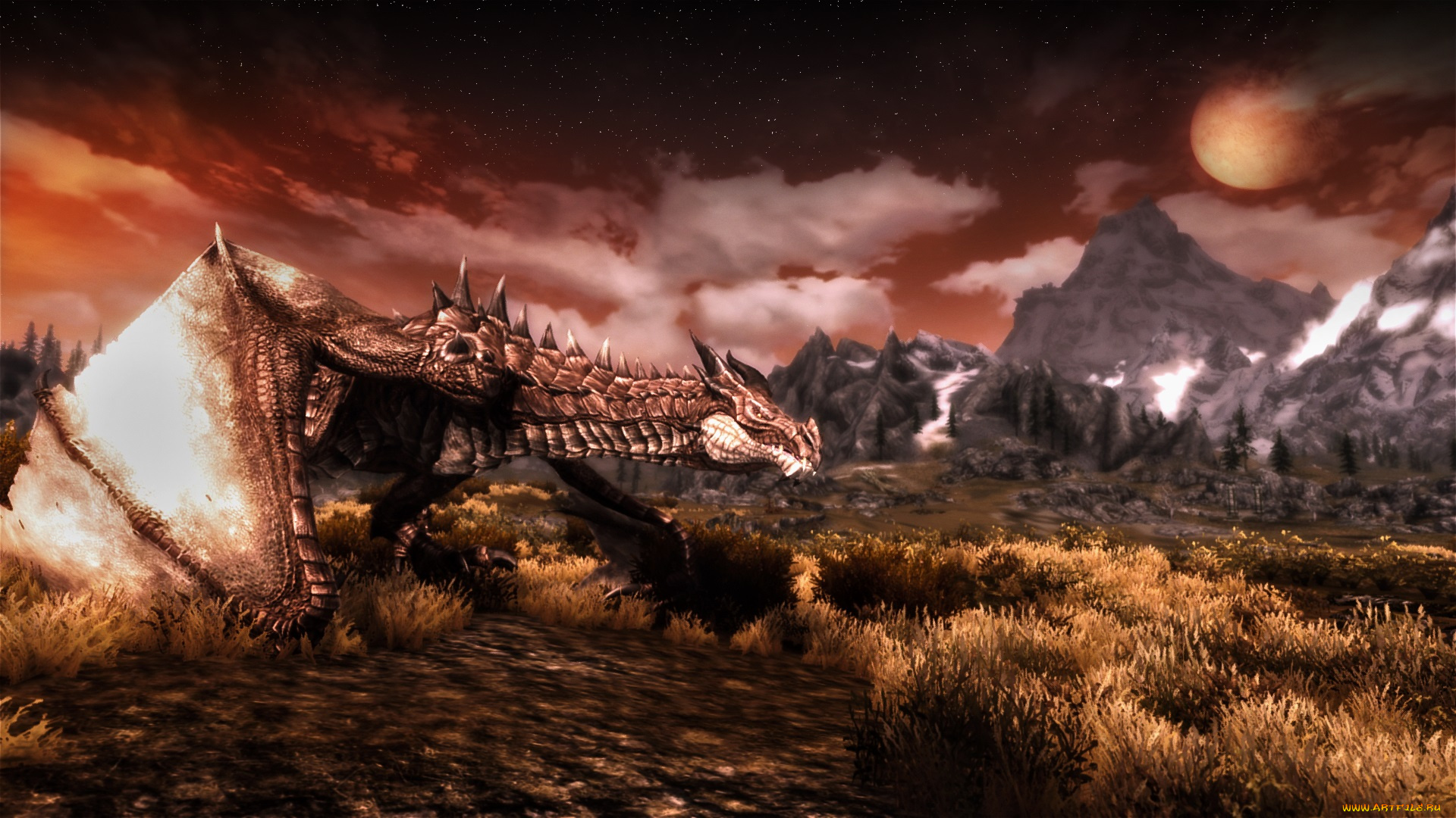 видео, игры, the, elder, scrolls, skyrim, дракон