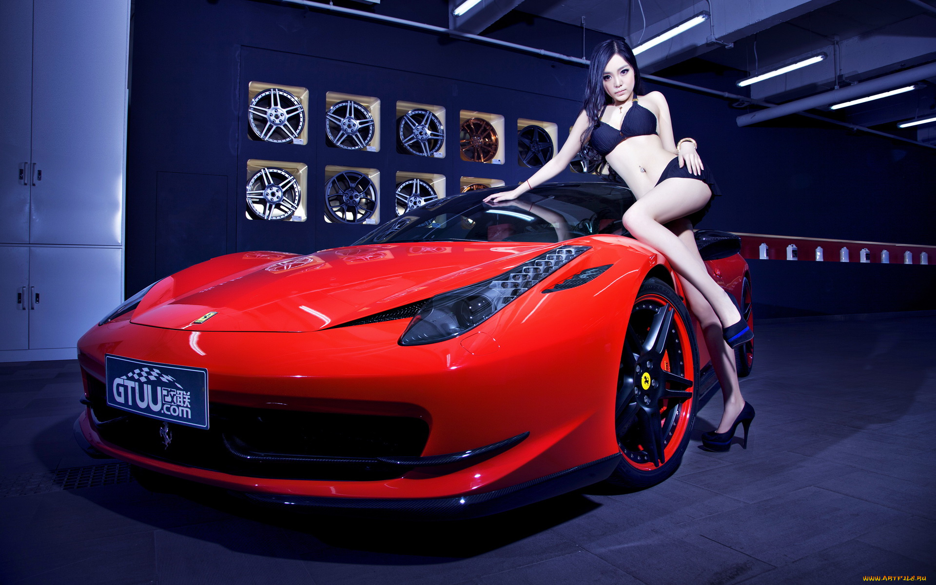 автомобили, авто, девушками, девушка, ferrari, 458, азиатка