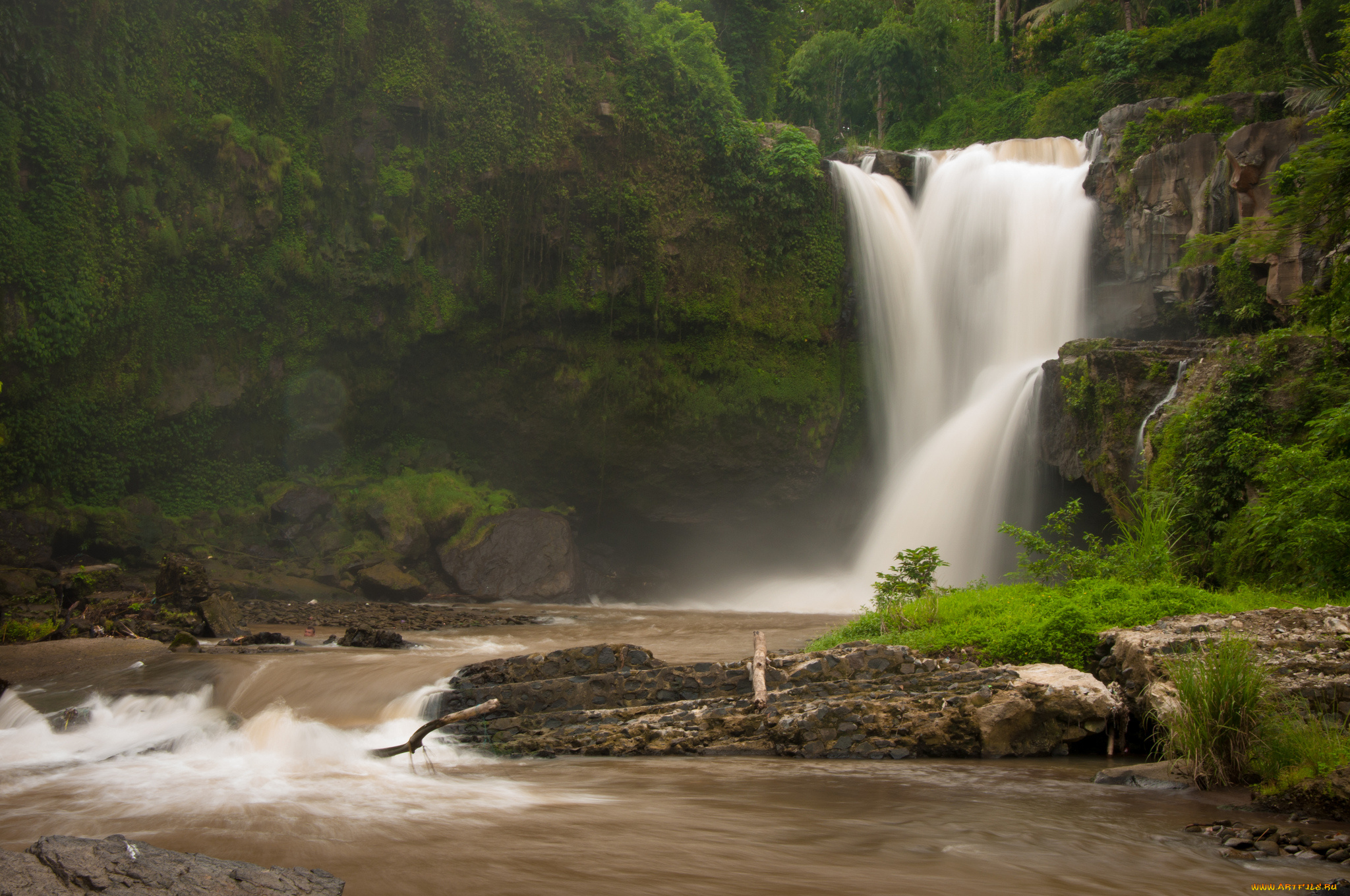 природа, водопады, лес, вода