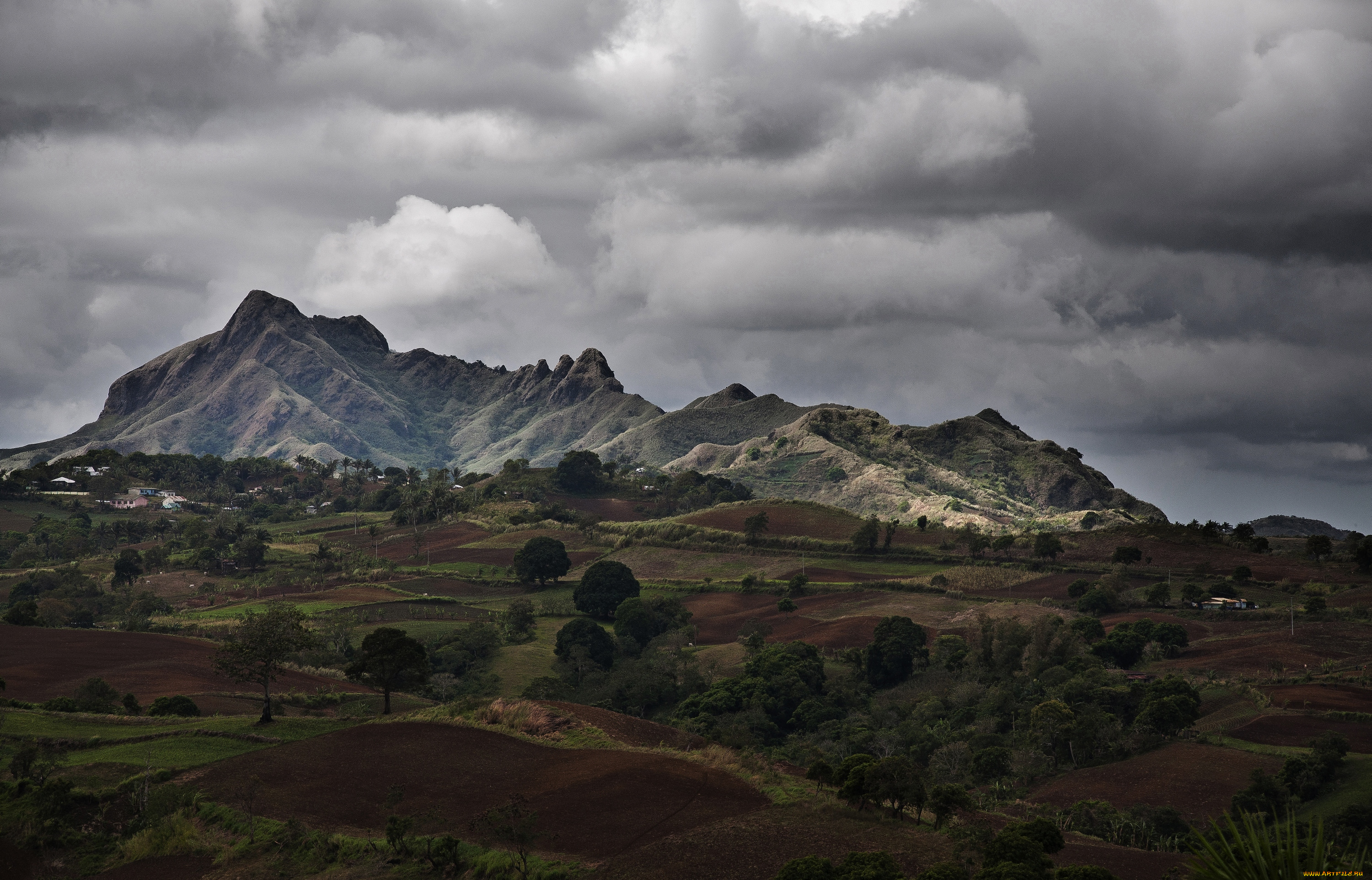 природа, поля, горы, пейзаж