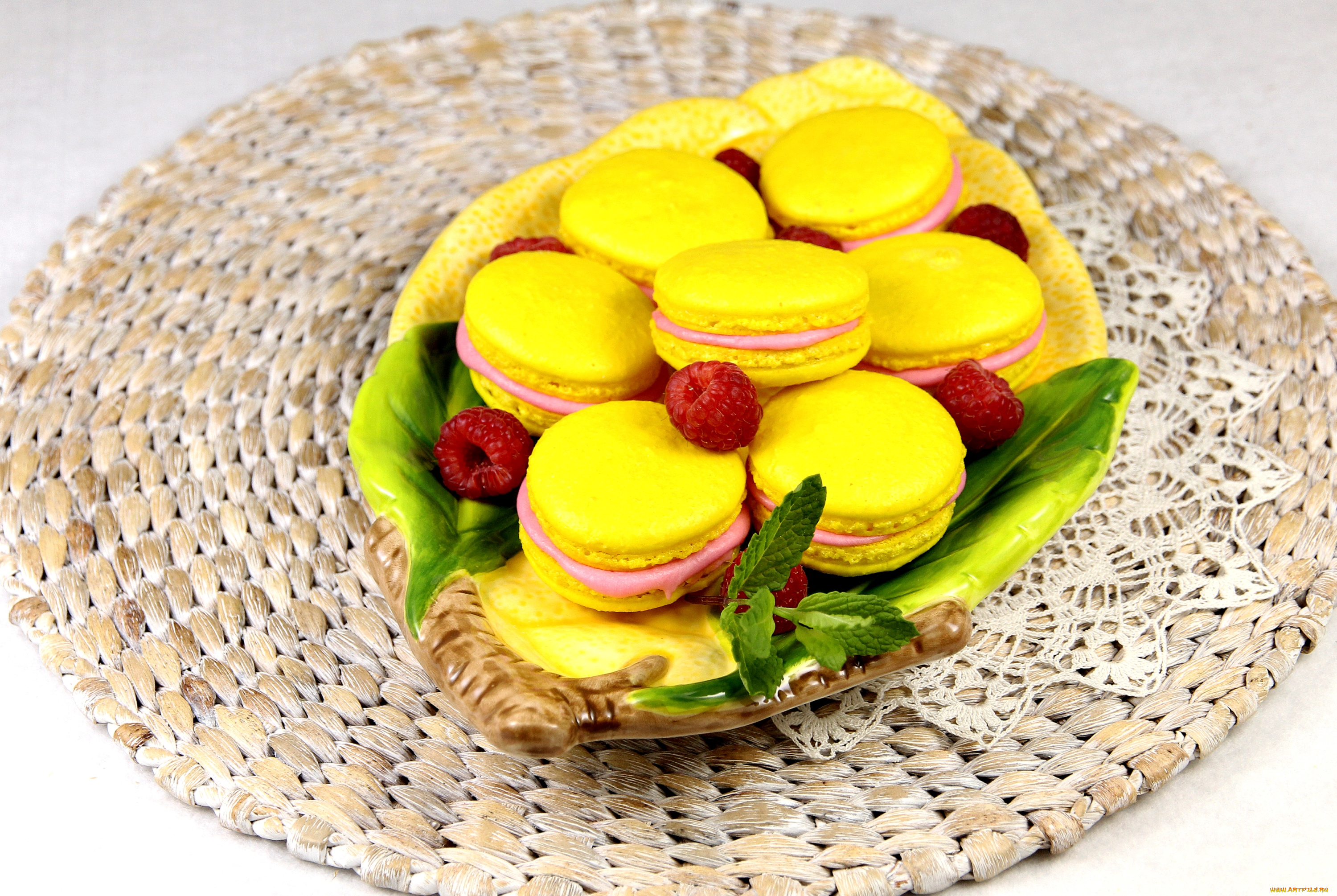 еда, пирожные, кексы, печенье, малина, мята