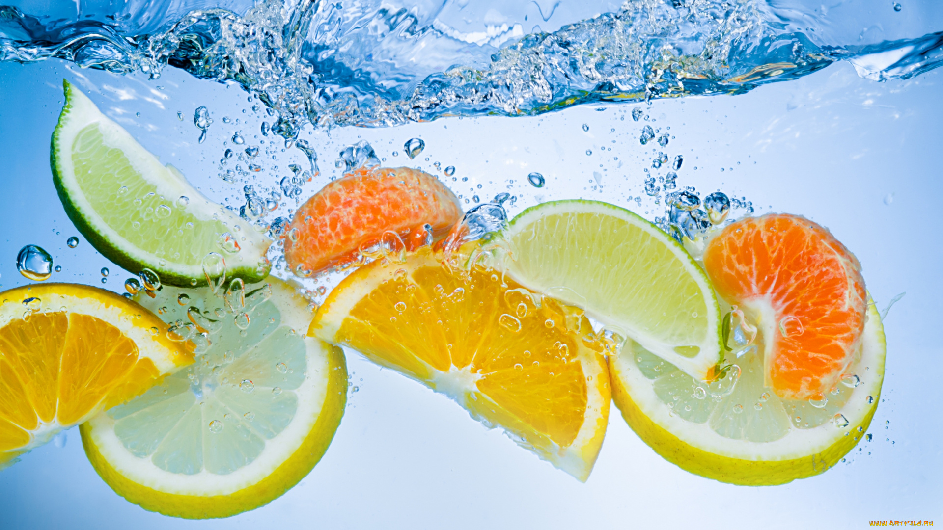 еда, цитрусы, дольки, вода