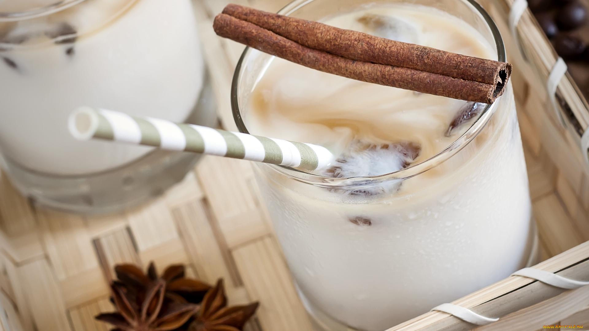 еда, кофе, , кофейные, зёрна, с, молоком, корица, бадьян