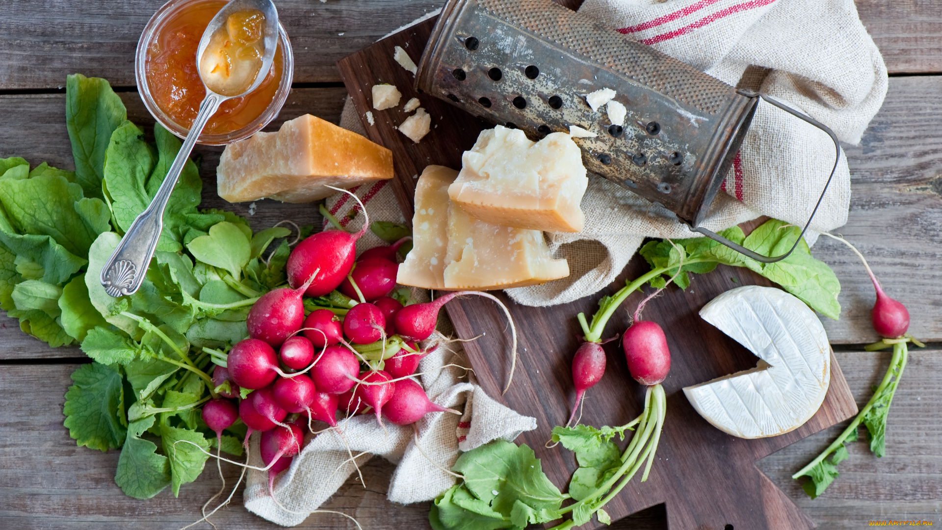еда, разное, сыр, терка, редис, джем