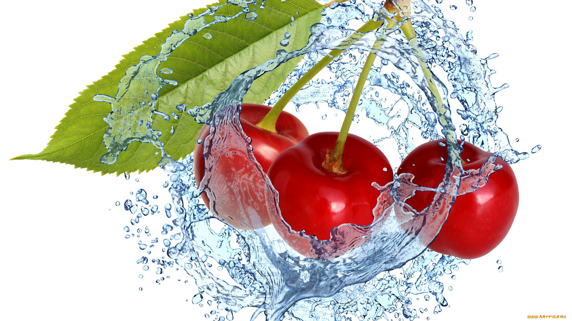 еда, вишня, , черешня, брызги, вода, ягоды