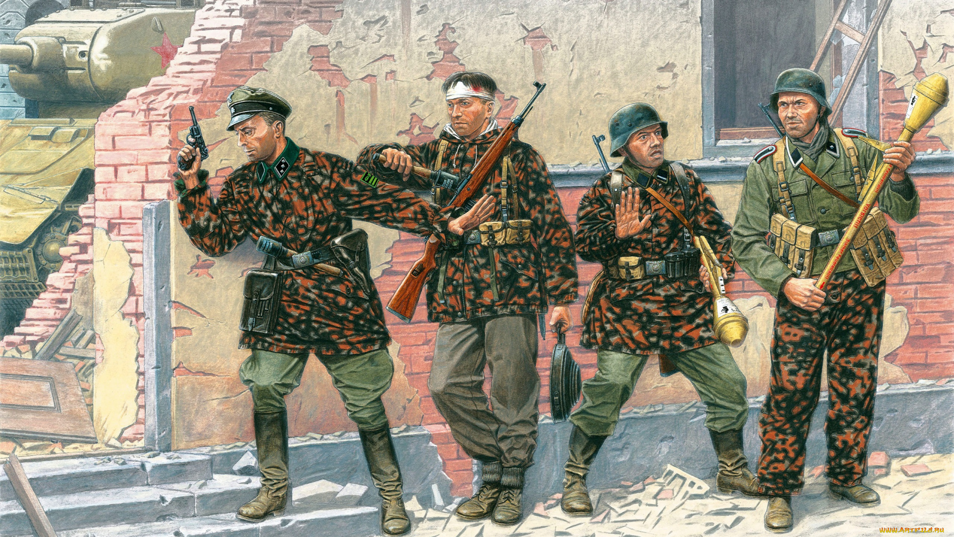 рисованные, армия, засада