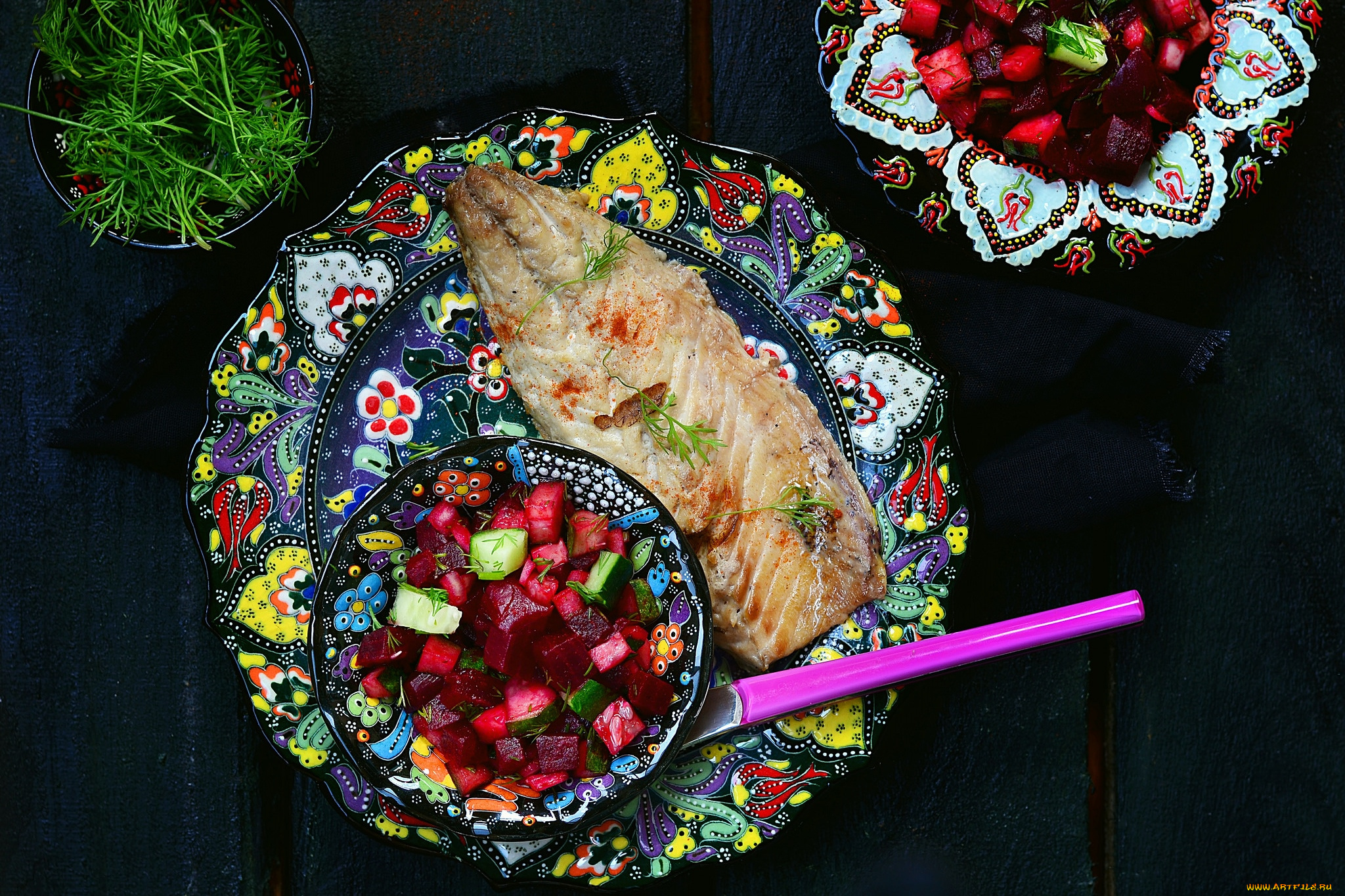 еда, разное, рыба, винегрет