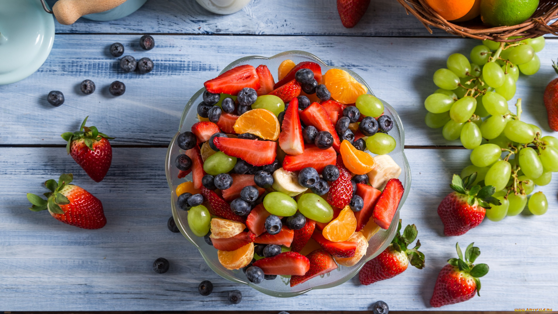 еда, фрукты, , ягоды, десерт, berries, фруктовый, салат, ягоды, fruits, fresh, черника, виноград, клубника