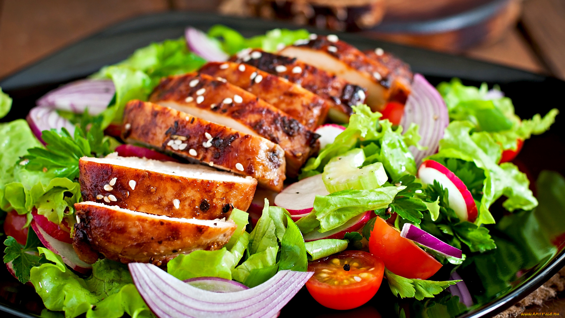 еда, мясные, блюда, мясо, балык, овощи, лук