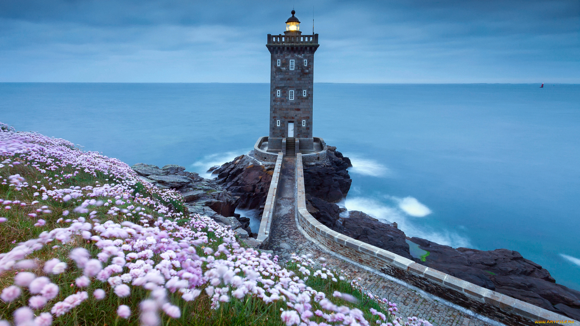 природа, маяки, скалы, маяк, море, берег, цветы