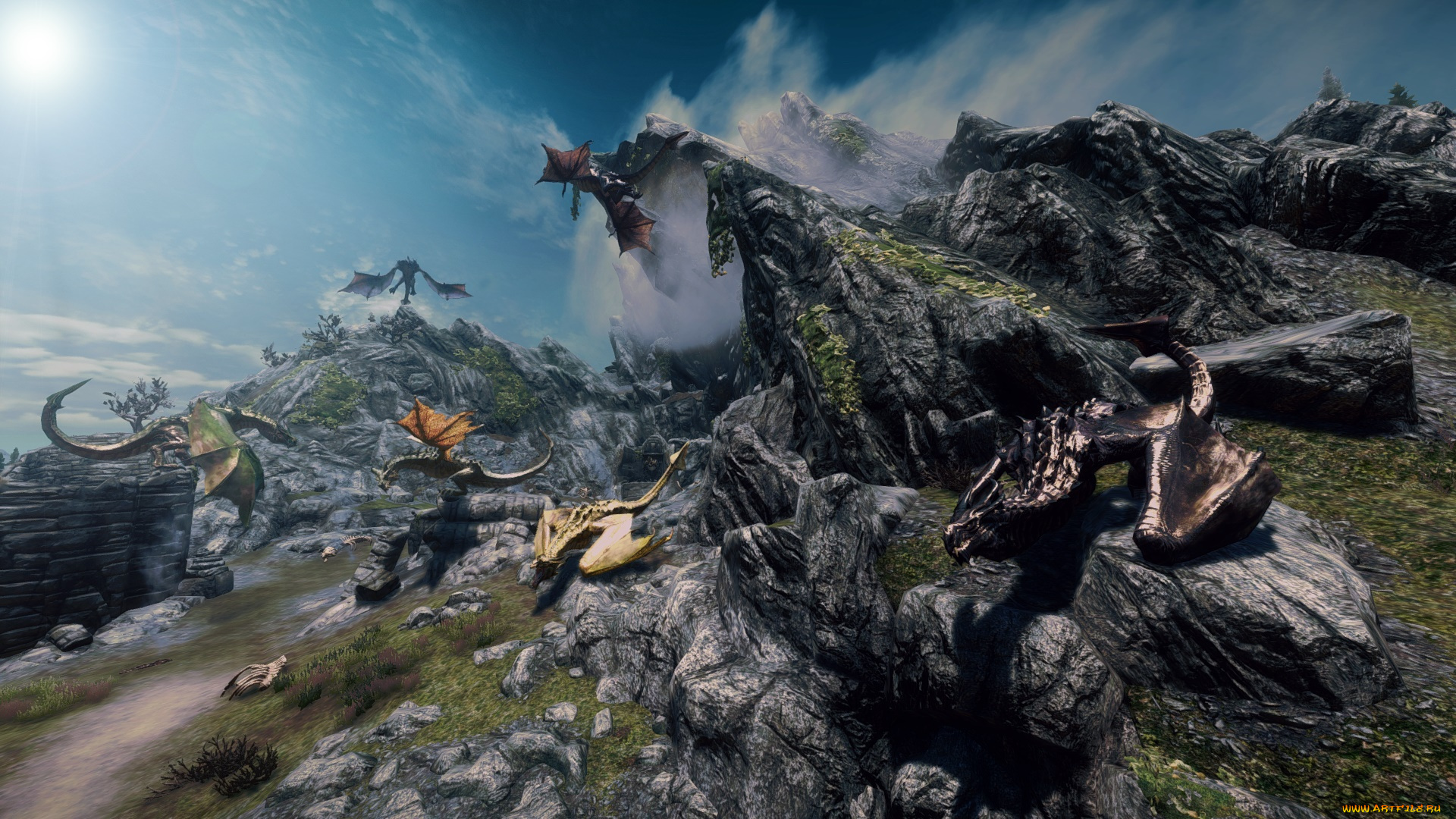 the, elder, scrolls, v, , skyrim, видео, игры, горы, драконы