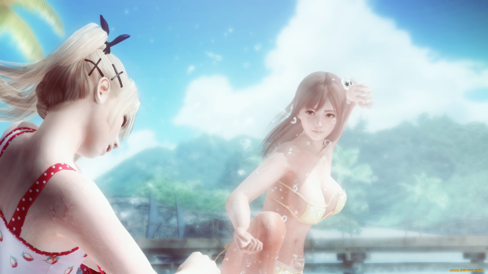 видео, игры, dead, or, alive, 5, фон, взгляд, девушка, поза