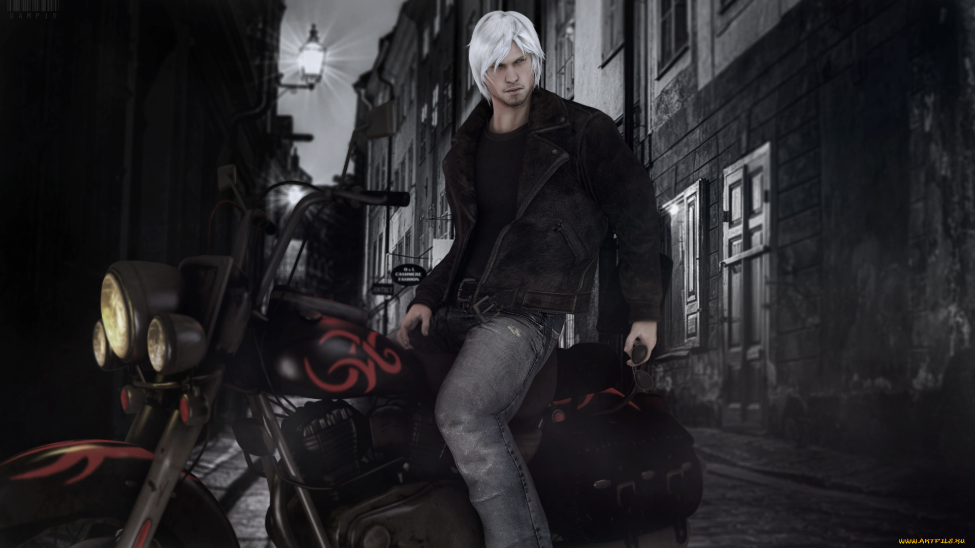 видео, игры, devil, may, cry, мужчина, данте, вечер, мотоцикл