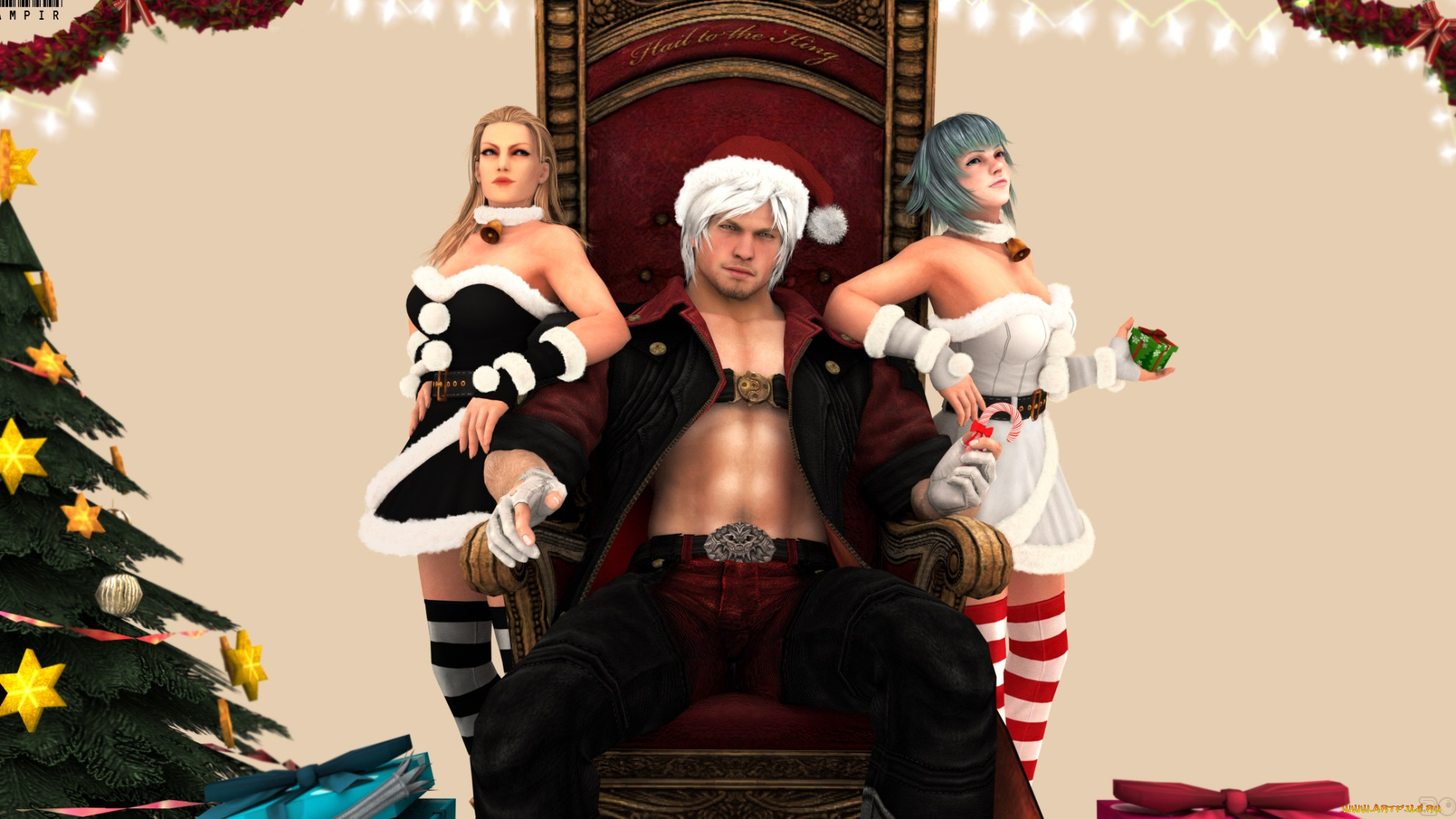 видео, игры, devil, may, cry, мужчина, данте, девушки, новогодний