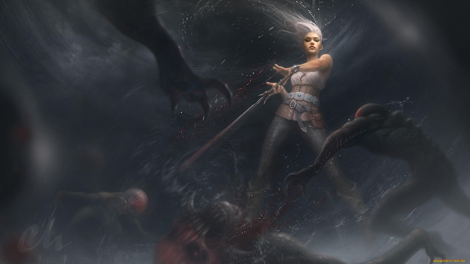 видео, игры, the, witcher, 3, , wild, hunt, девушка, the, witcher, 3, wild, hunt, art, ciri, монстры, арт, ведьмак