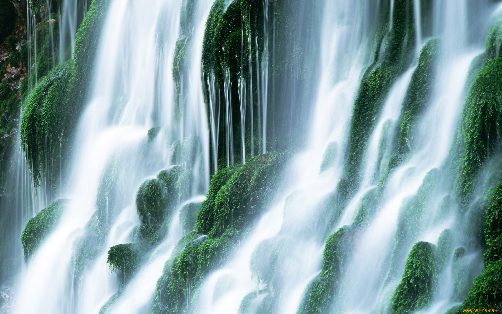 природа, водопады, скала, поток