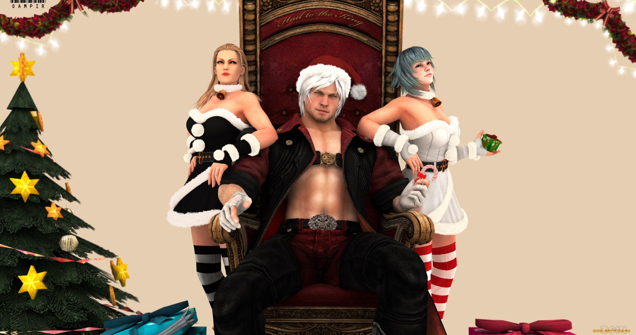 видео, игры, devil, may, cry, мужчина, данте, девушки, новогодний