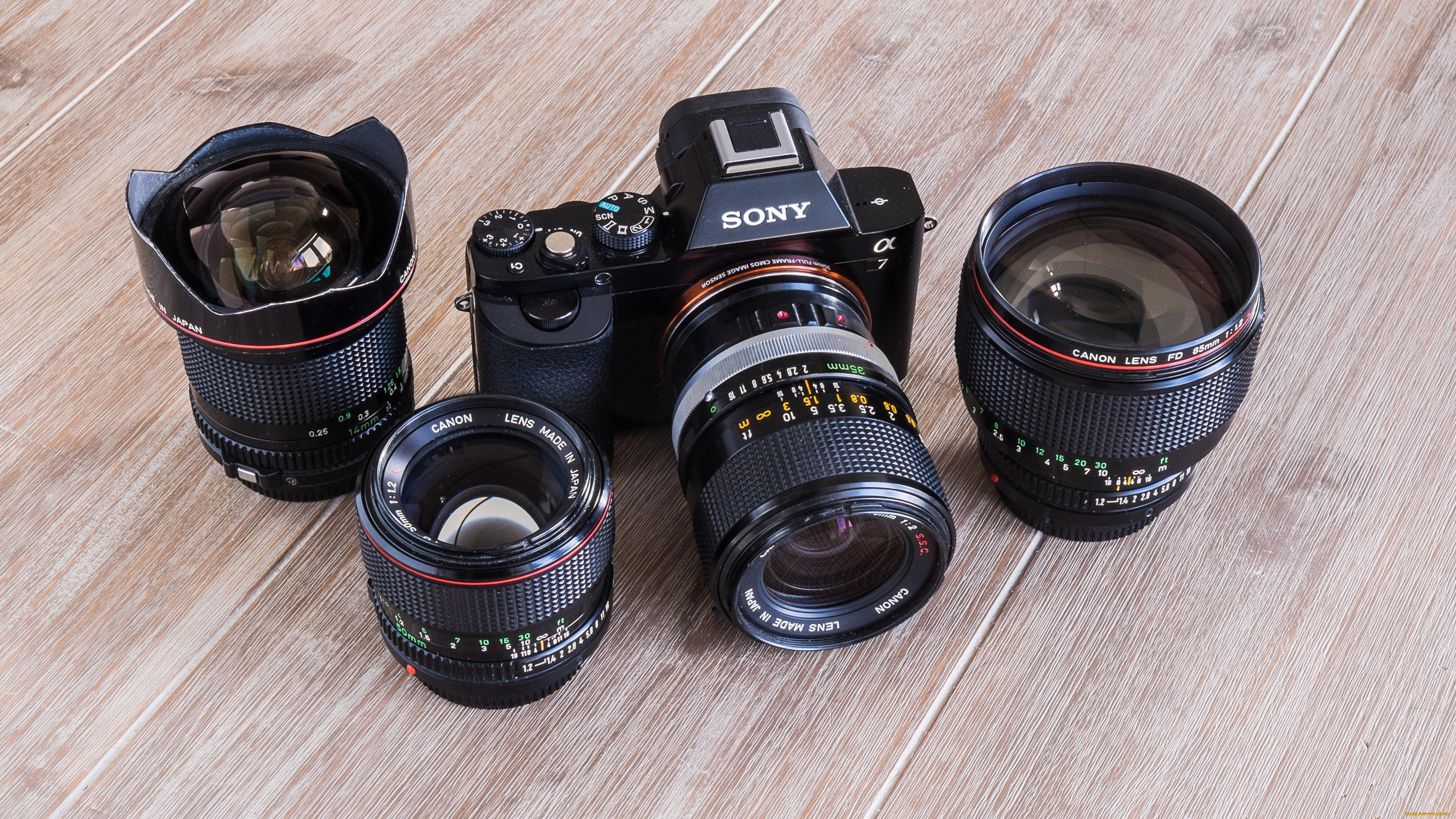 бренды, sony, объективы, камера, сони, столешница, фотоаппарат