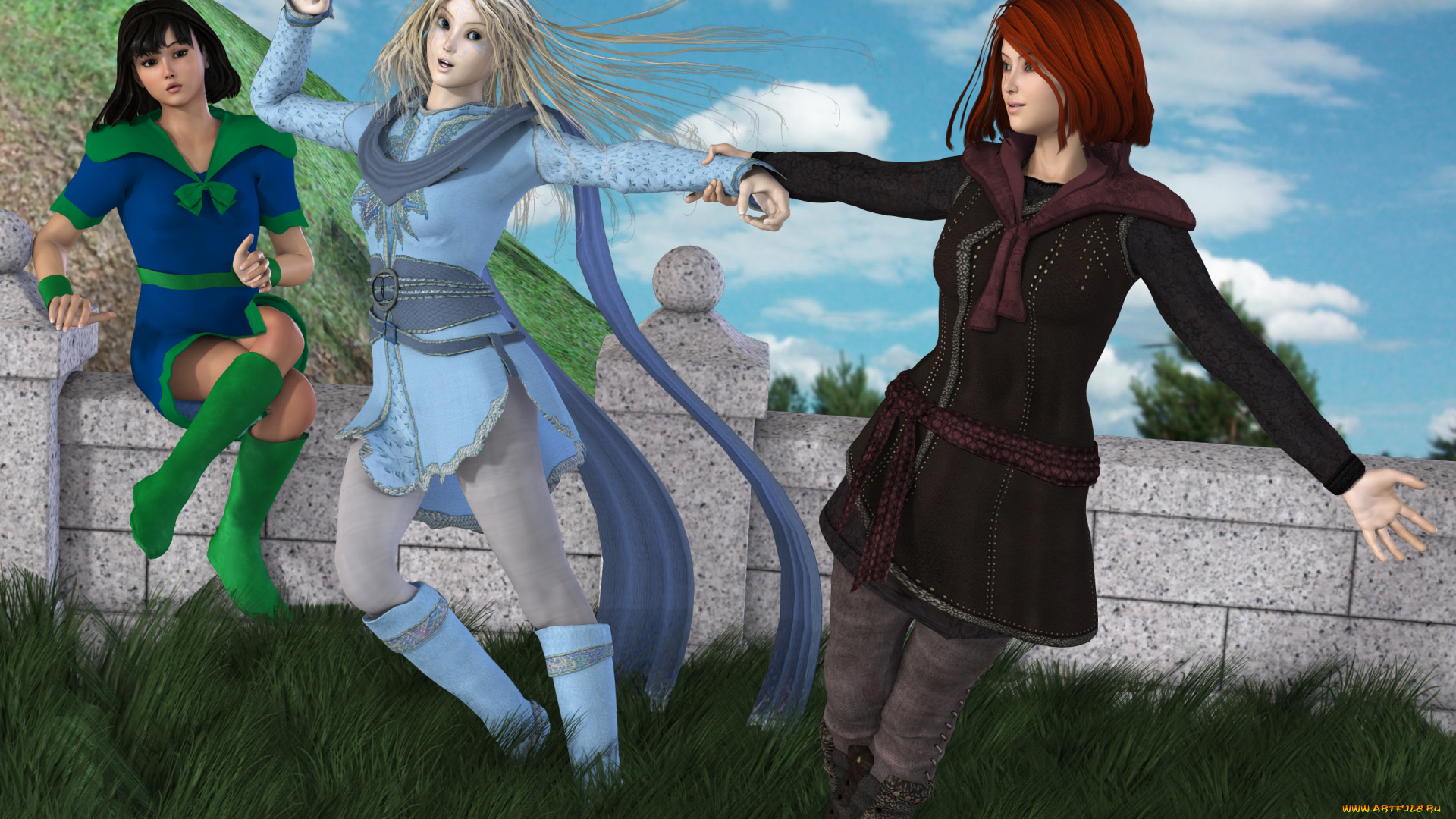 3д, графика, эльфы, , elves, эльфийка, фон, взгляд, девушка